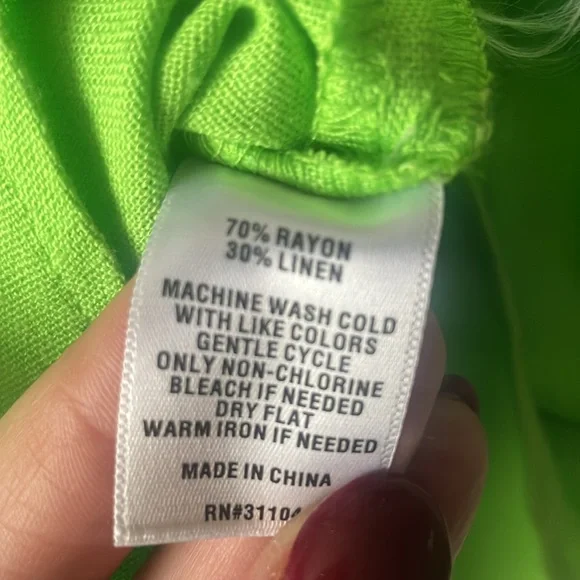 Vintage The Limited linen blend neon green oversized long sleeve button down - Picture 5 of 6